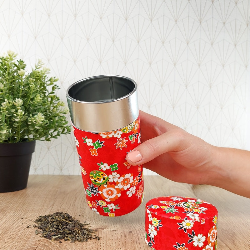 Caixa de chá de papel Washi vermelho