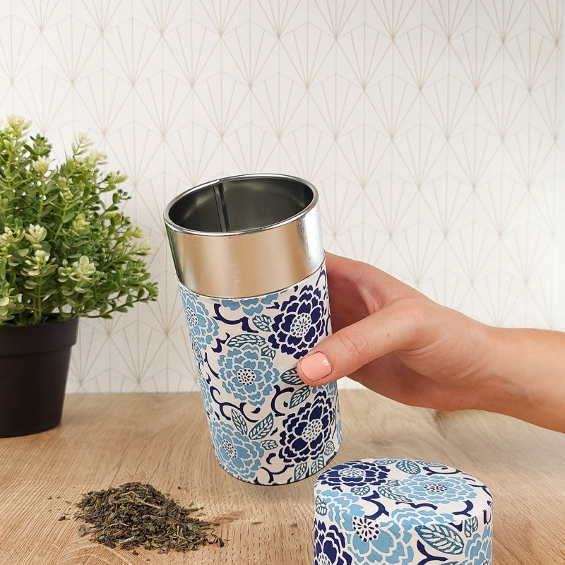 Caixa de chá azul Washi