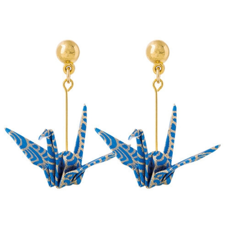 Brincos Origami Azul - Mundo Japao