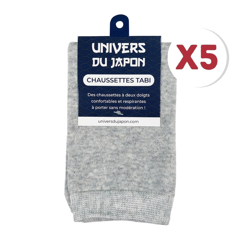 5 Paires Chaussettes Deux Doigts - Gris / 5 Paires
