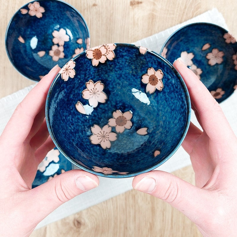 Caixa de 5 Taças Sakura Japonesas - Mundo Japao
