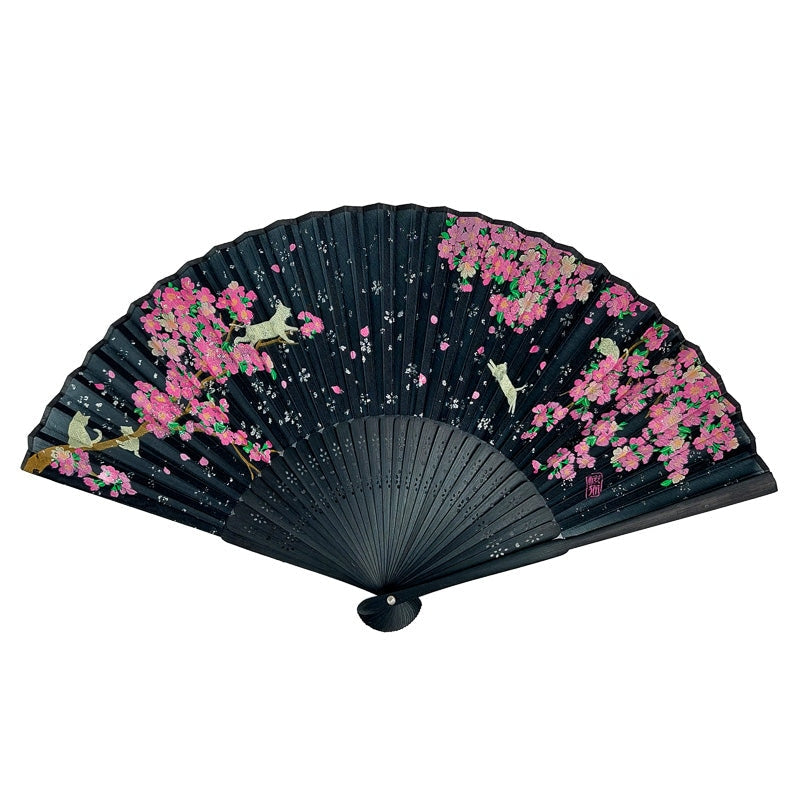 Leque Sakura Preto Japonês