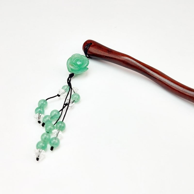 Kanzashi de madeira com flor turquesa