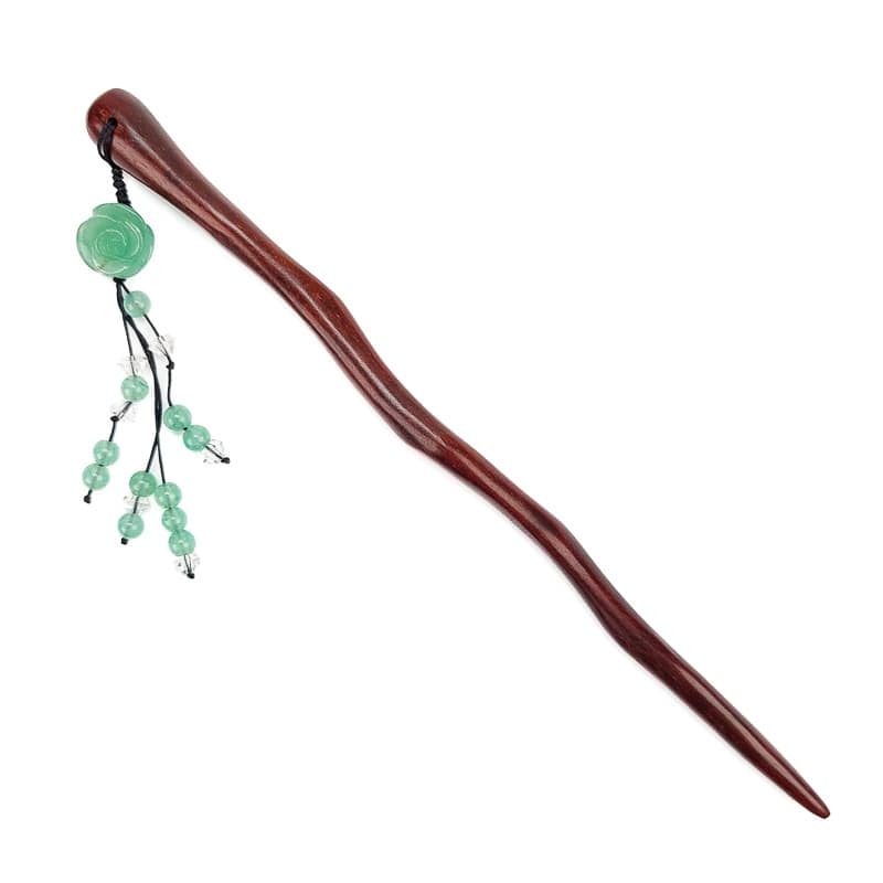 Kanzashi de madeira com flor turquesa