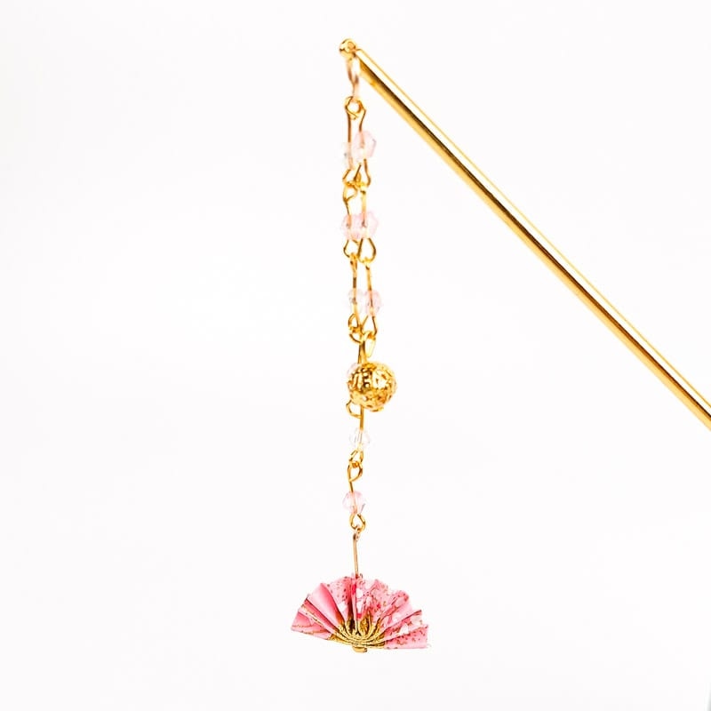 Leque Japonês Kanzashi Rosa