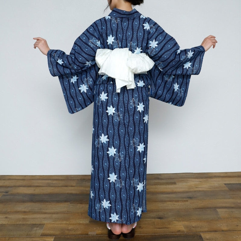 Quimono Japonês Feminino Azul