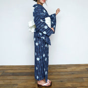 Quimono Japonês Feminino Azul
