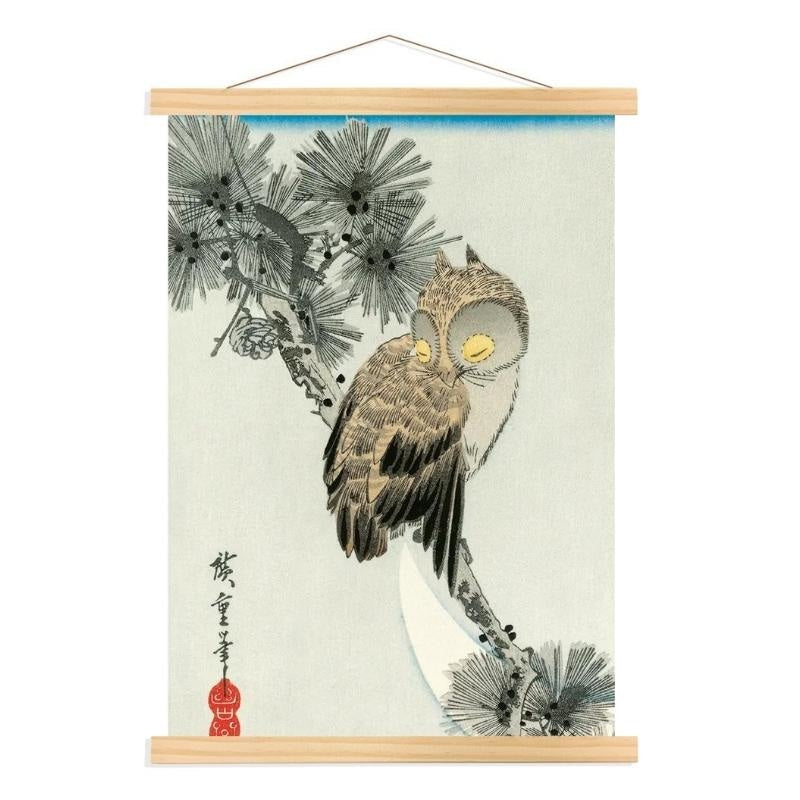 Pintura de coruja japonesa