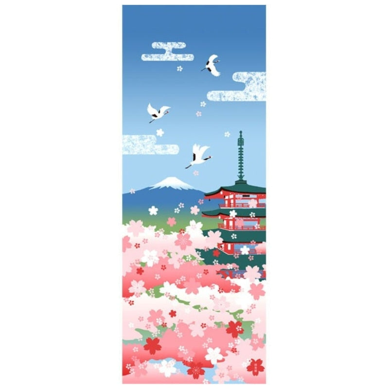 Flor Tenugui Japonesa e Fuji