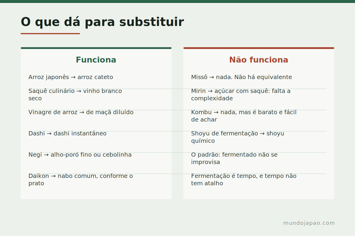 Substituições que funcionam O que dá para substituir na cozinha japonesa e o que não dá