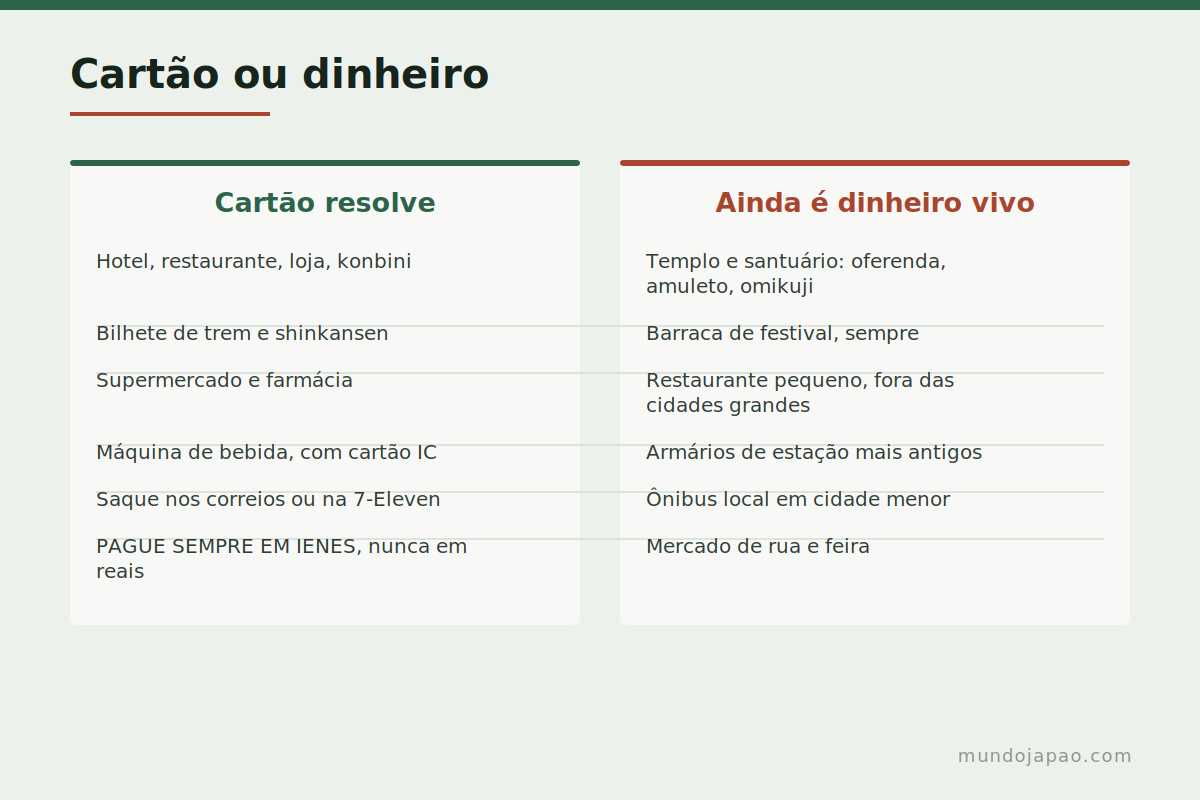 Cartão ou dinheiro Onde se paga com cartão e onde ainda é dinheiro no Japão