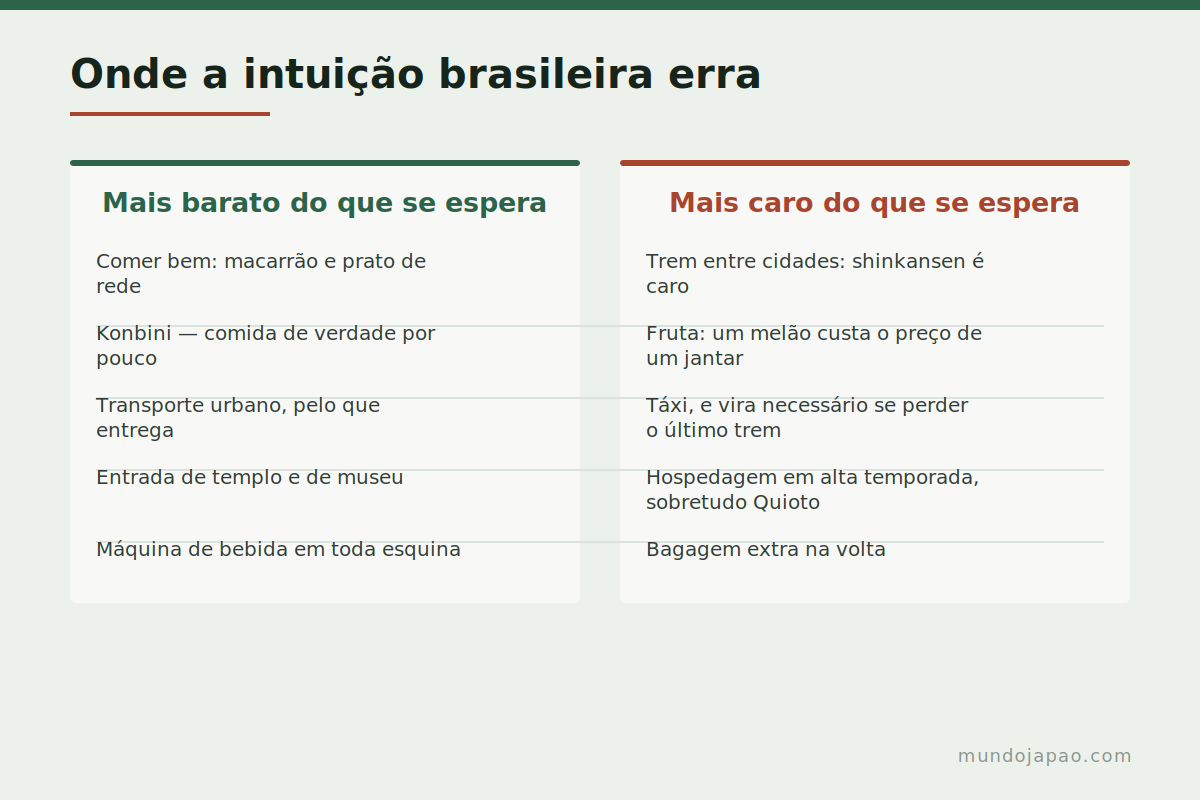 Onde a intuição erra O que é barato e o que é caro no Japão para um brasileiro