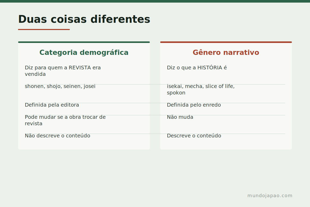 Categoria não é gênero Diferença entre categoria demográfica e gênero narrativo