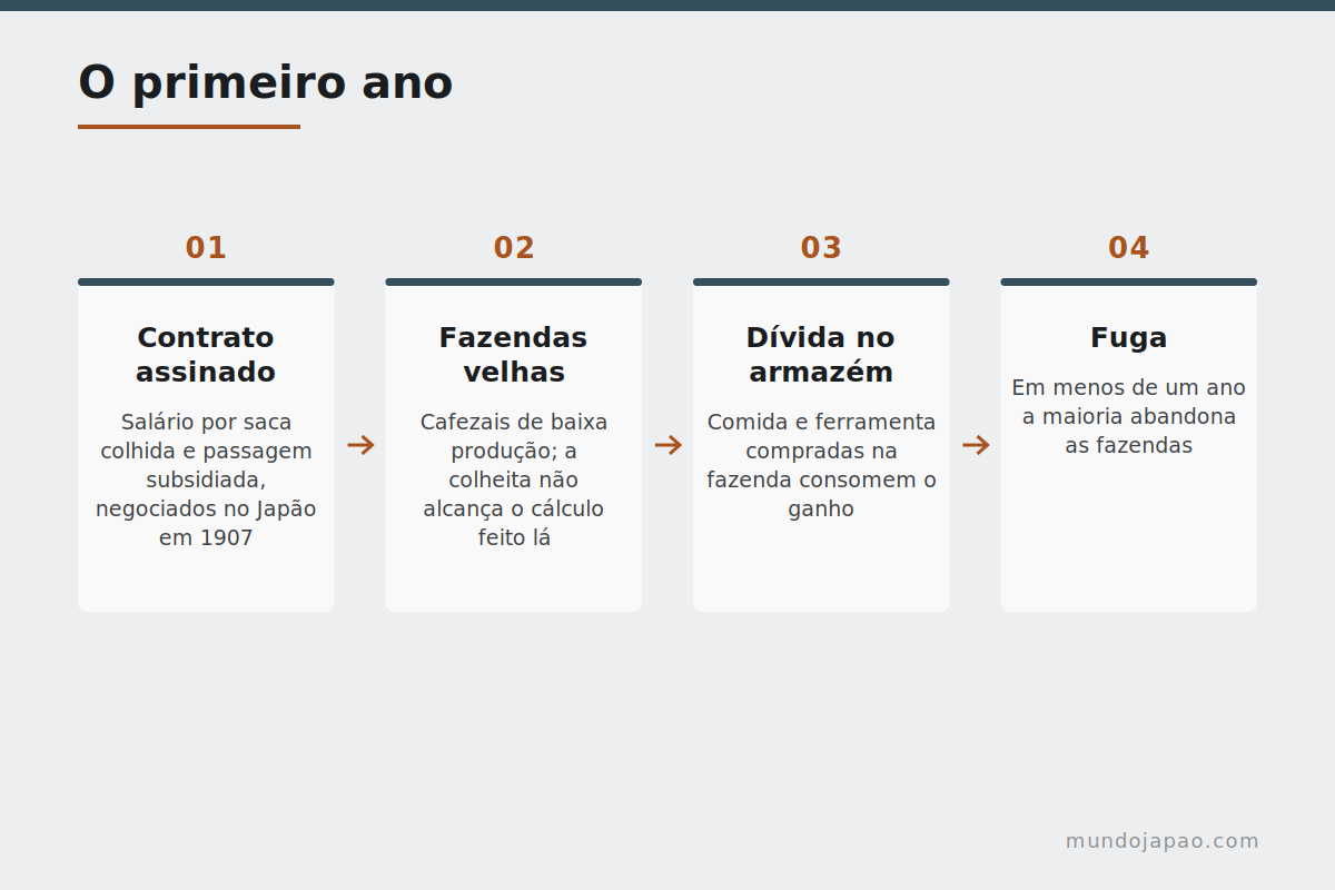 O que aconteceu com os passageiros do Kasato Maru no primeiro ano
